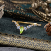 Marquise & Round Cut Peridot Curved Wedding Band Stacking Ring